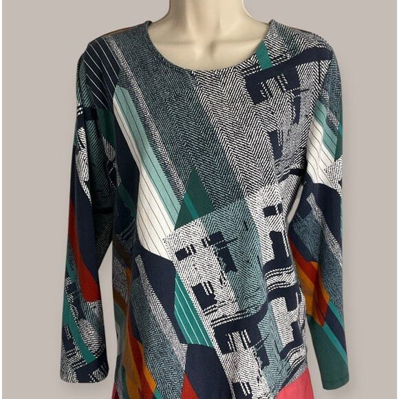 CJ Banks Patchwork Sweater Top Long Sleeve Abstract Autumn Fall XL - Picture 8 of 8